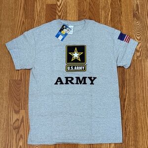 Gildan Gray Tee with Military Patch Graphic